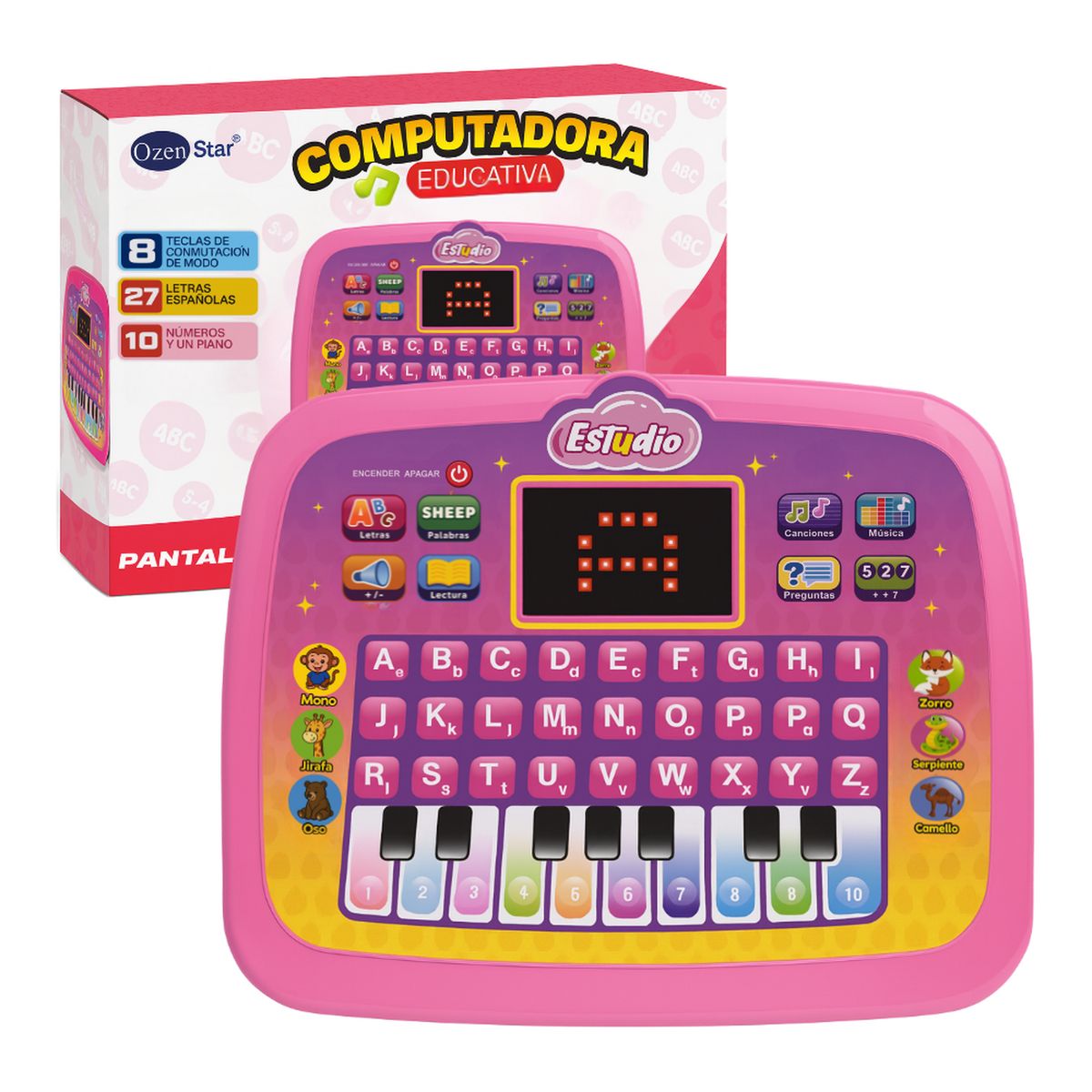 GENERICO - Computadora Educativa Infantil Juguete Piano Letras y Numero - Rosa
