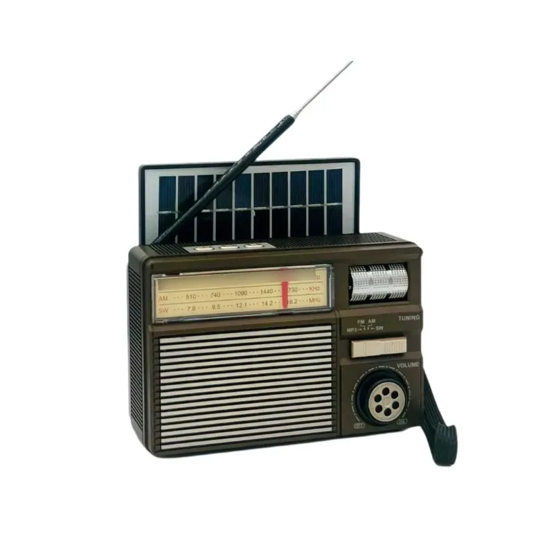 GENERICO - Radio Retro Solar Con USB Y Bluetooth Portátil