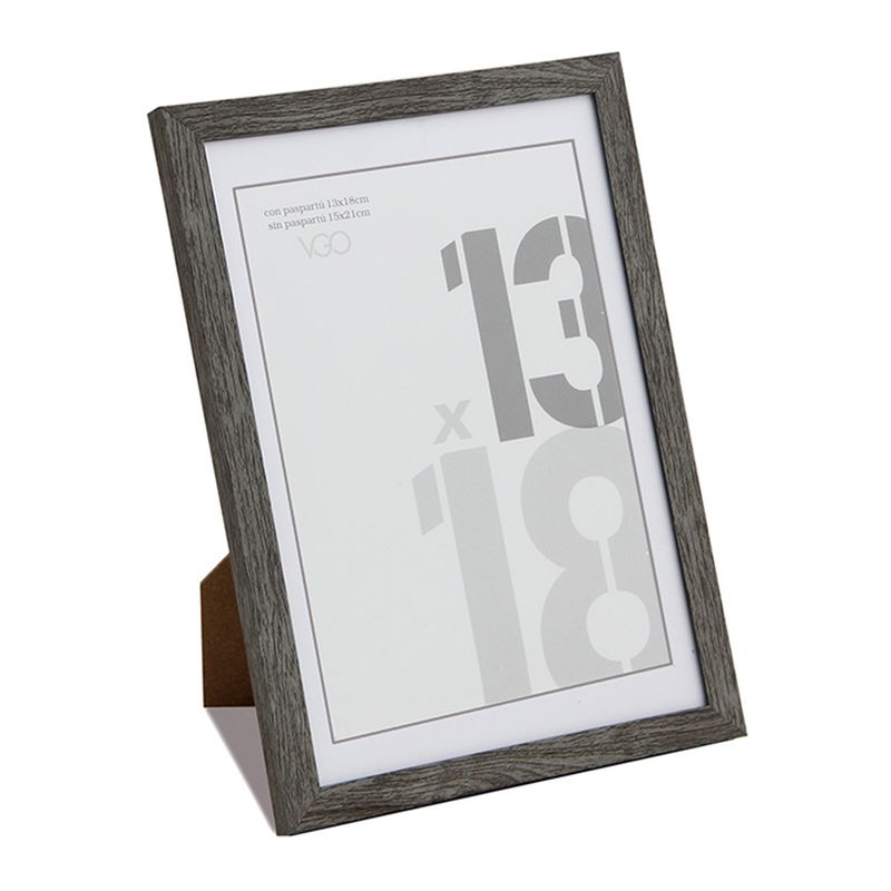 VGO - MARCO PLASTICO GRIS OSCURO CON PASPARTU 13x18  SIN PASPARTU 15x21