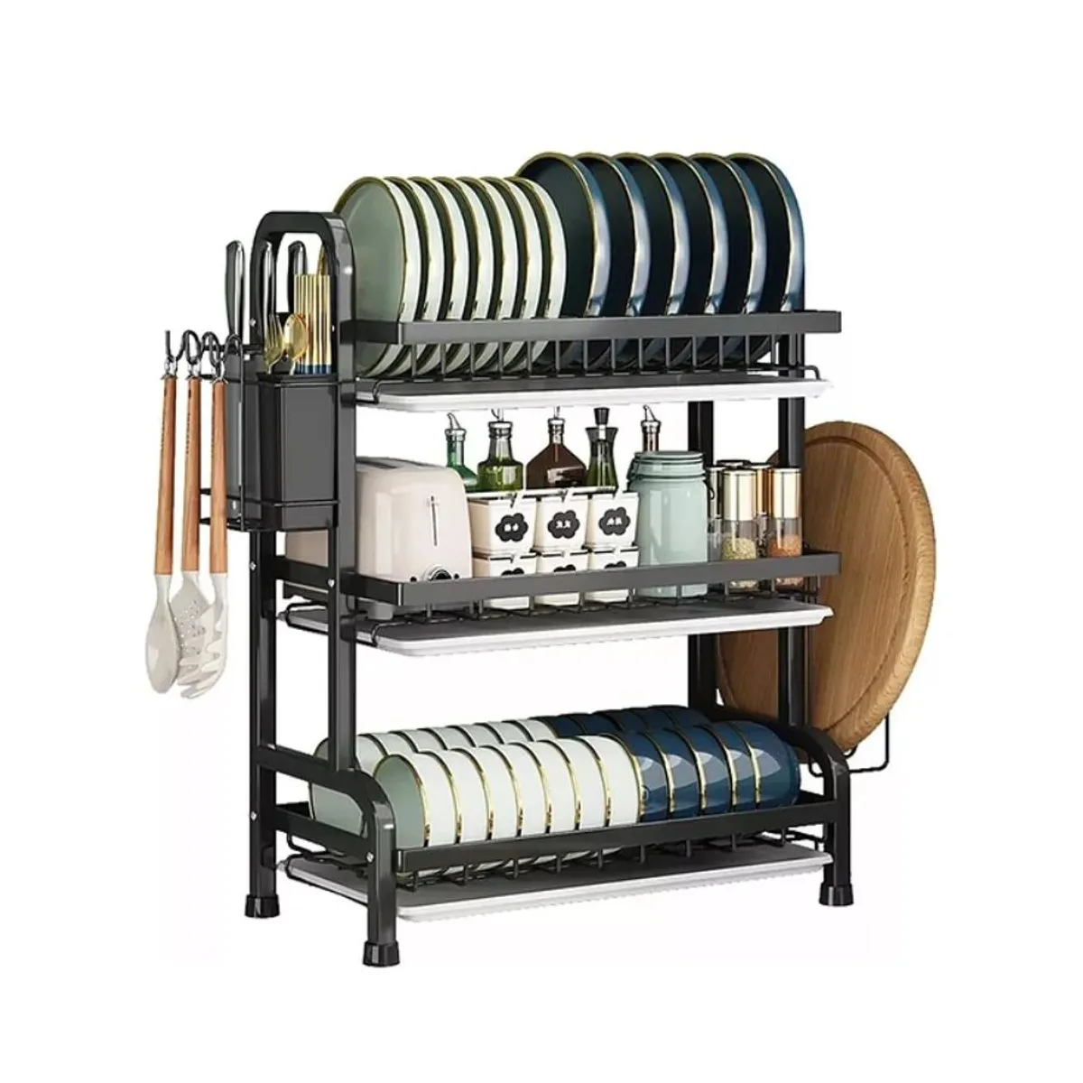 GENERICO - Secador Escurridor De Platos 3 Niveles Acero Inoxidable