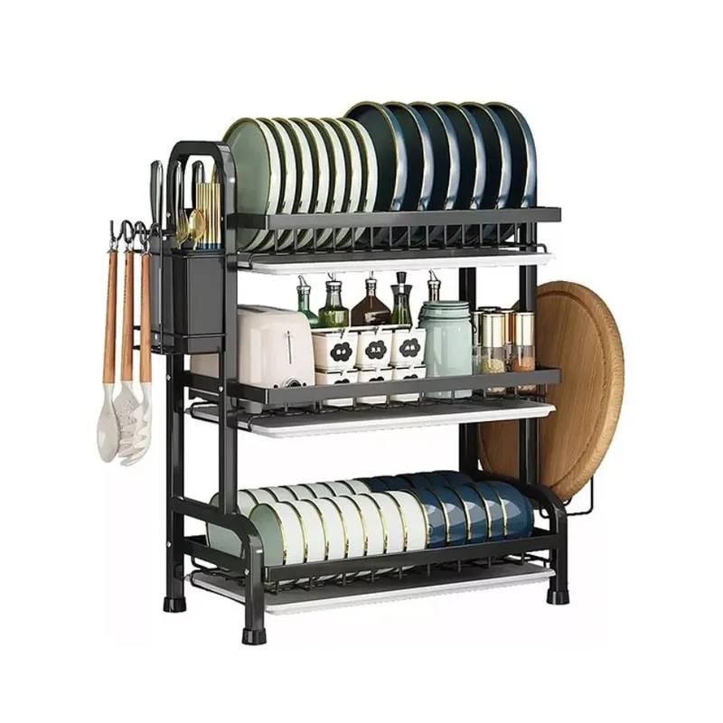 GENERICO - Secador Escurridor De Platos 3 Niveles Acero Inoxidable