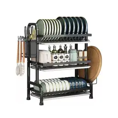 GENERICO - Secador Escurridor De Platos 3 Niveles Acero Inoxidable