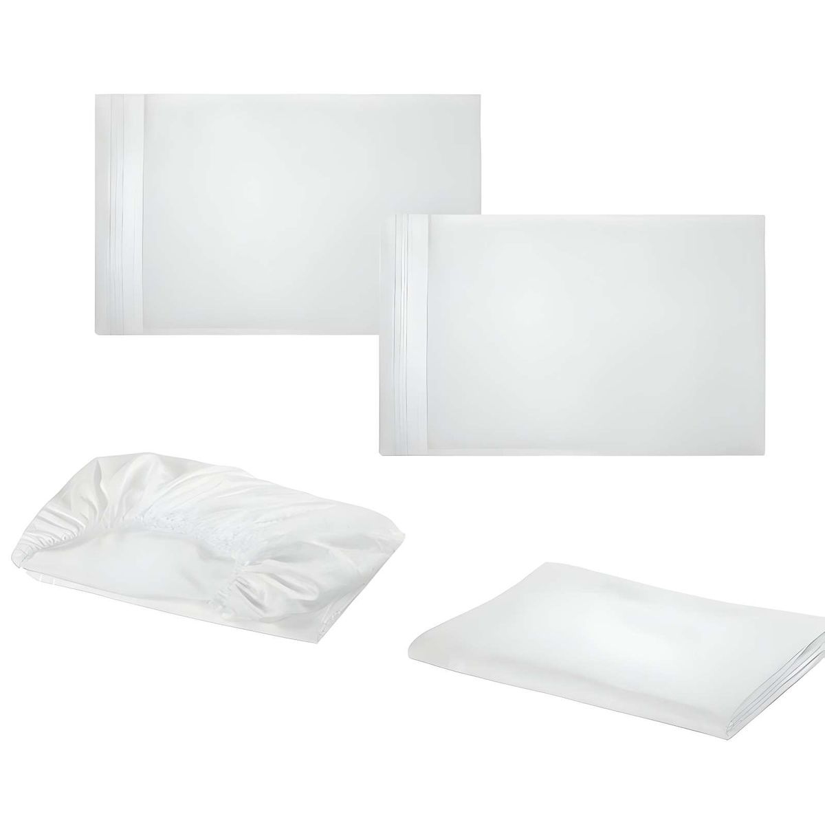 GENERICO - JUEGO DE SABANA 2 PLAZAS  500 HILOS BLANCO