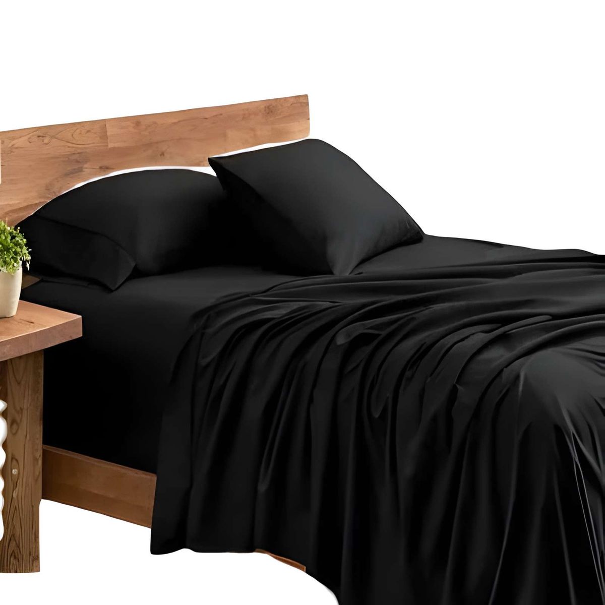 GENERICO - JUEGO DE SABANA 2 PLAZAS 200 HILOS NEGRO