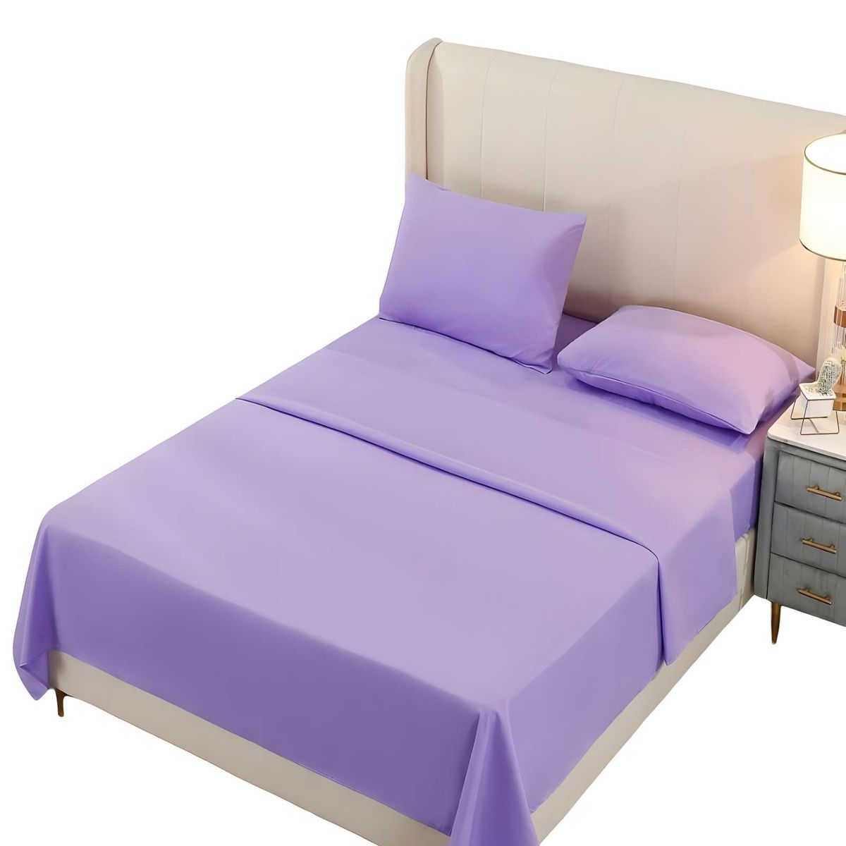 GENERICO - JUEGO DE SABANA 2 PLAZAS 200 HILOS LILA