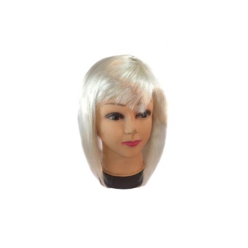 GENERICO - Peluca Corta Blanco 32Cm 100Gr X 1 Unidad
