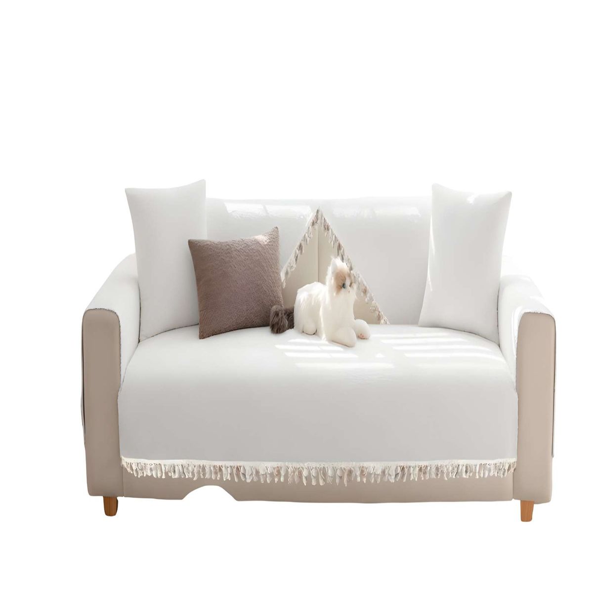 GENERICO - PACK DE 5 FUNDAS DE SILLON SOFA MAT CON FLECOS BLANCO