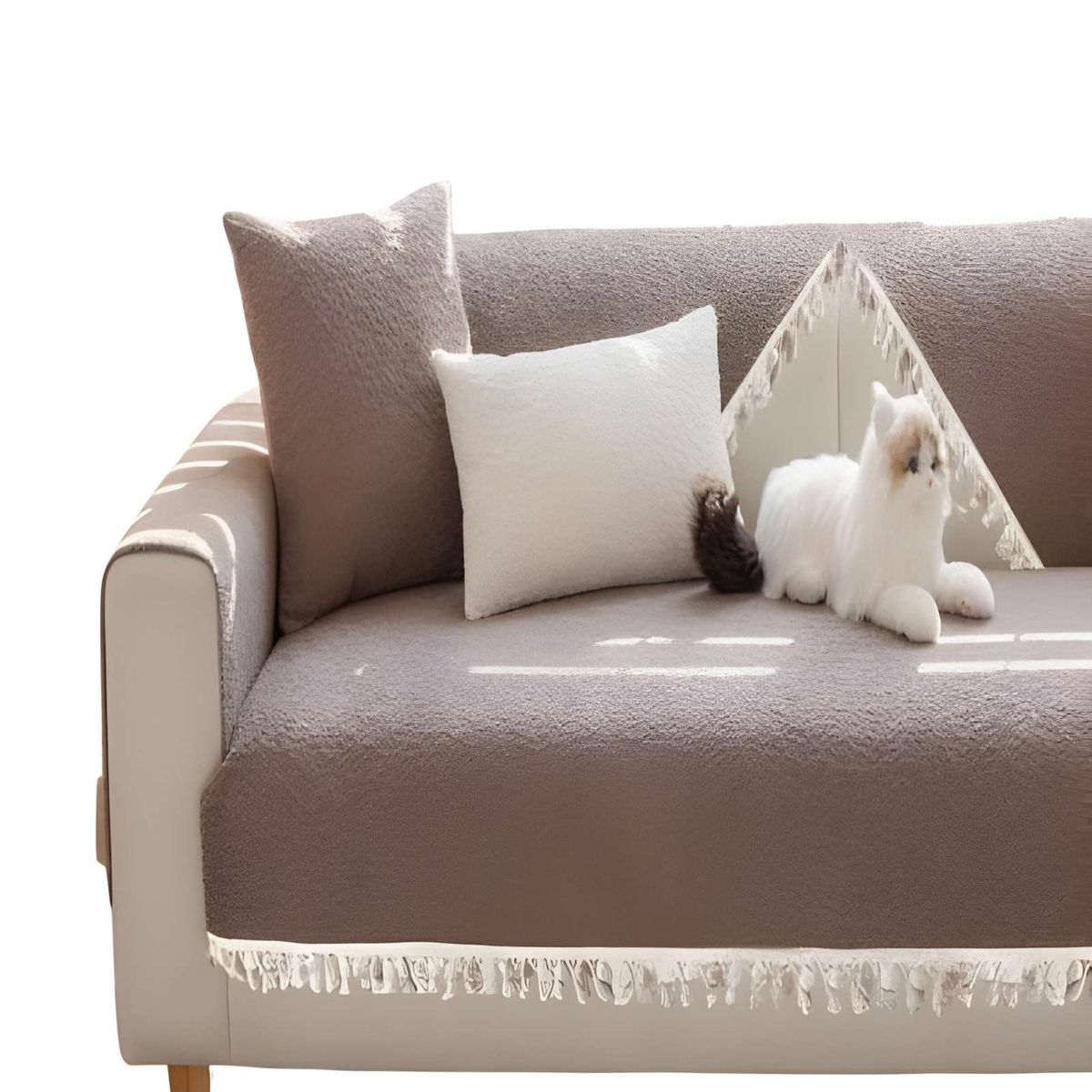 GENERICO - PACK DE 5 FUNDAS DE SILLON SOFA MAT CON FLECOS MARRON