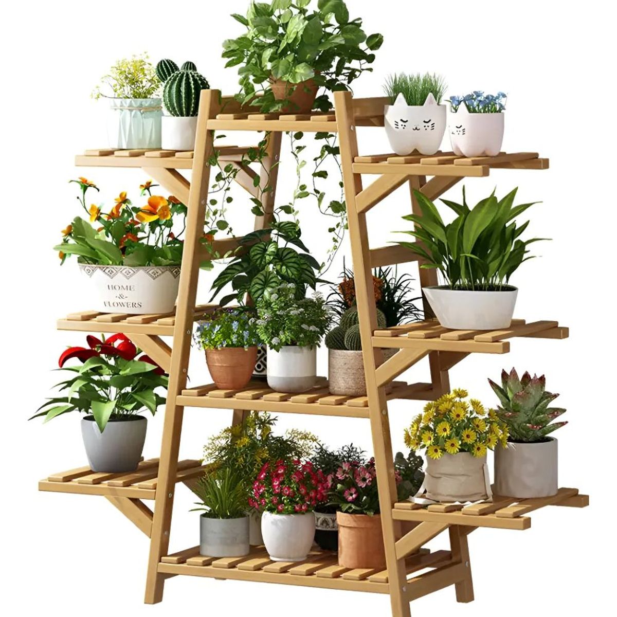 GENERICO - Exhibición Macetero De Bambú Con 9 Repisas