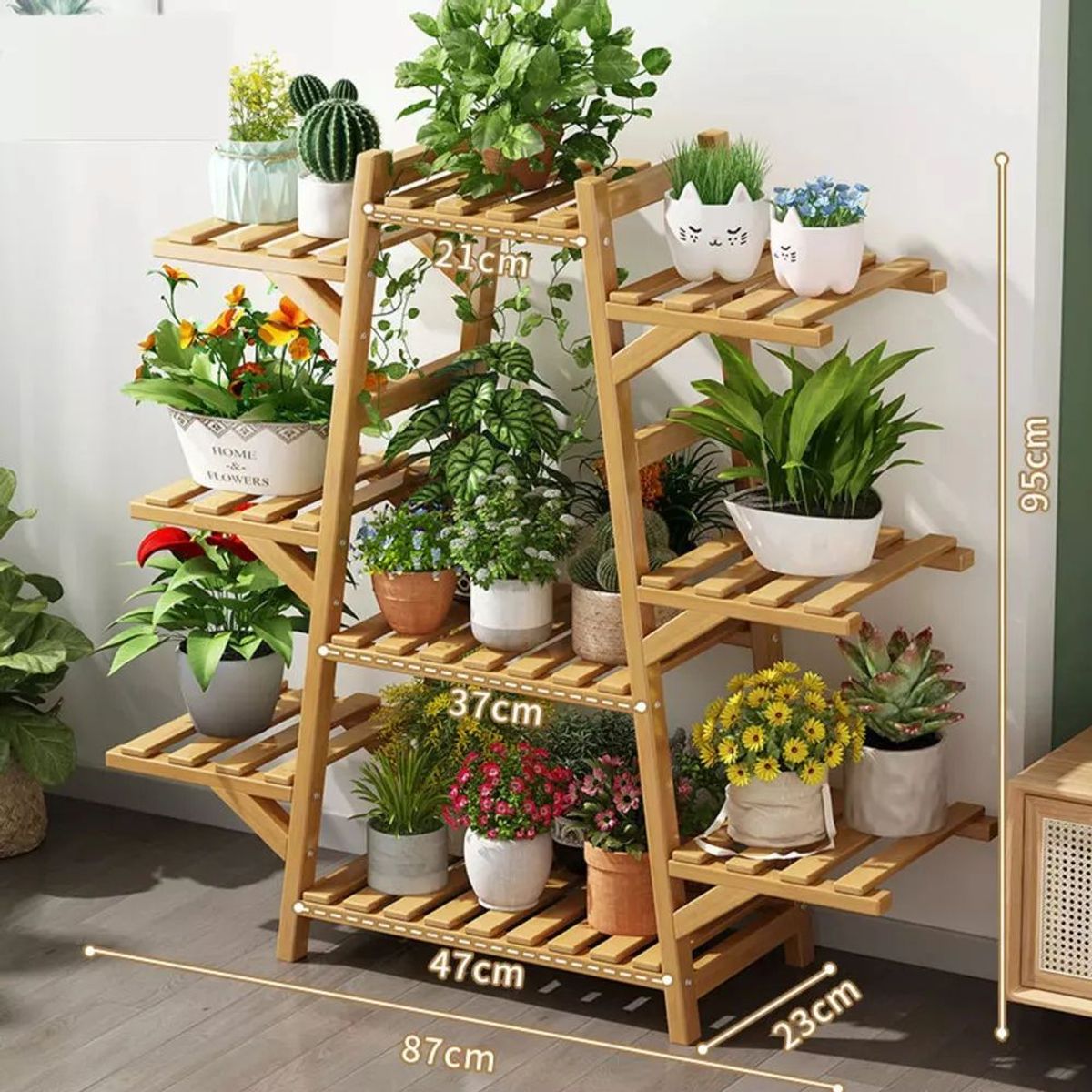 GENERICO - Exhibición Macetero De Bambú Con 9 Repisas