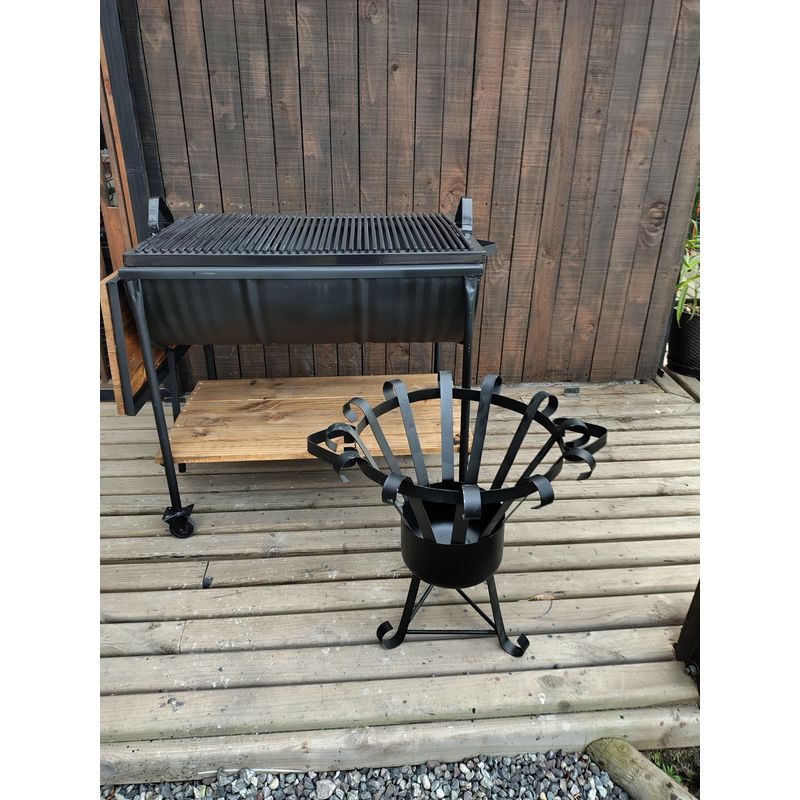 GENERICO - Parrilla Enlozada Con Fierro Redondo 90x60cm Plana mas fogon de patio