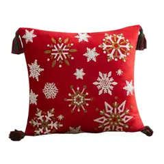 GENERICO - Cojin + Funda De Navidad 45x45cm Bordado Navideño Con Pompón