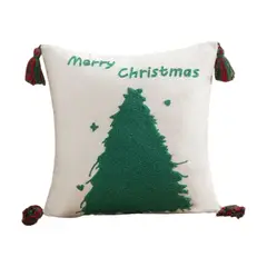 GENERICO - Cojin + Funda De Navidad 45x45cm Bordado Navideño Con Pompón