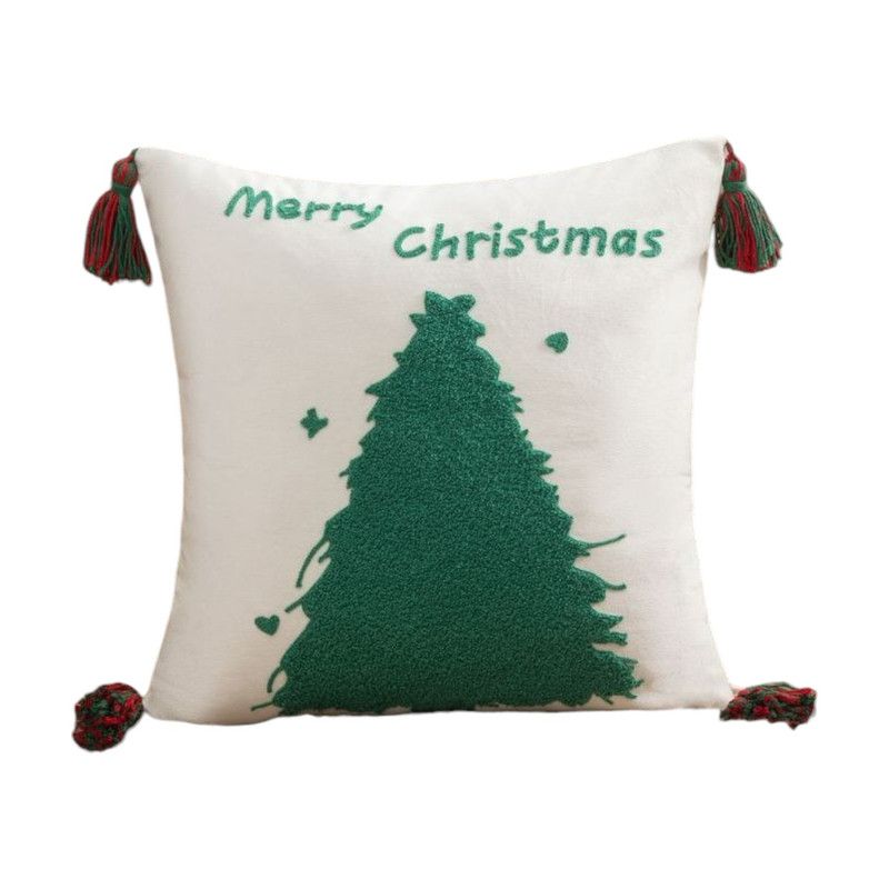 GENERICO - Cojin + Funda De Navidad 45x45cm Bordado Navideño Con Pompón