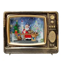 GENERICO - Caja Musical TV Retro Navideña con Luces Cálidas y Villancicos Clásicos