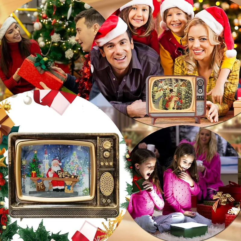 GENERICO - Caja Musical de Navidad en TV Retro – Luz Cálida  y Canciones Mágicas