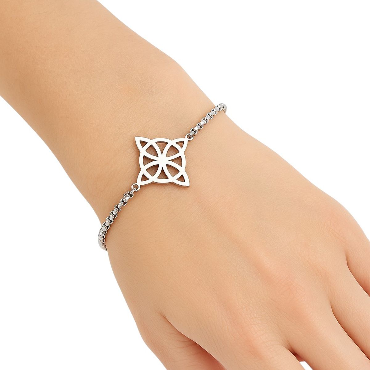 TODOJOYAS - Pulsera Nudo de Bruja Celta Plateada Acero MD1125
