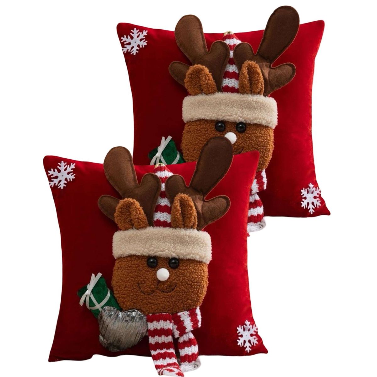 GENERICO - SET DE 2 FUNDAS DE COJIN PARA NAVIDAD 3D   B10