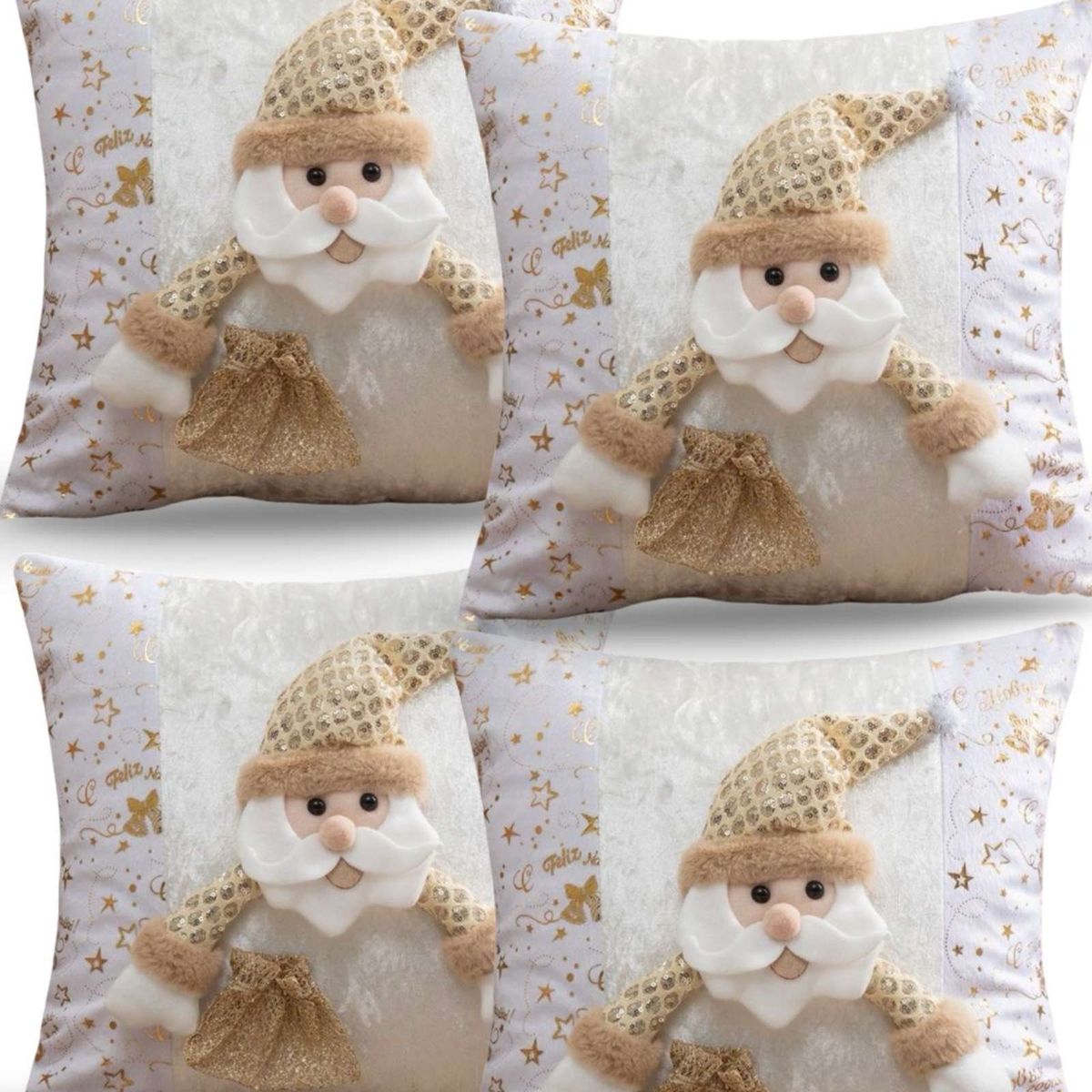 GENERICO - SET DE 4 FUNDAS DE COJIN PARA NAVIDAD 3D   B16