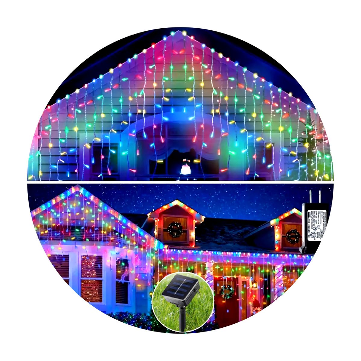GENERICO - Luces Cascada Navideñas Solar 300 Led 7 Mts Guirnalda Solar Multicolor