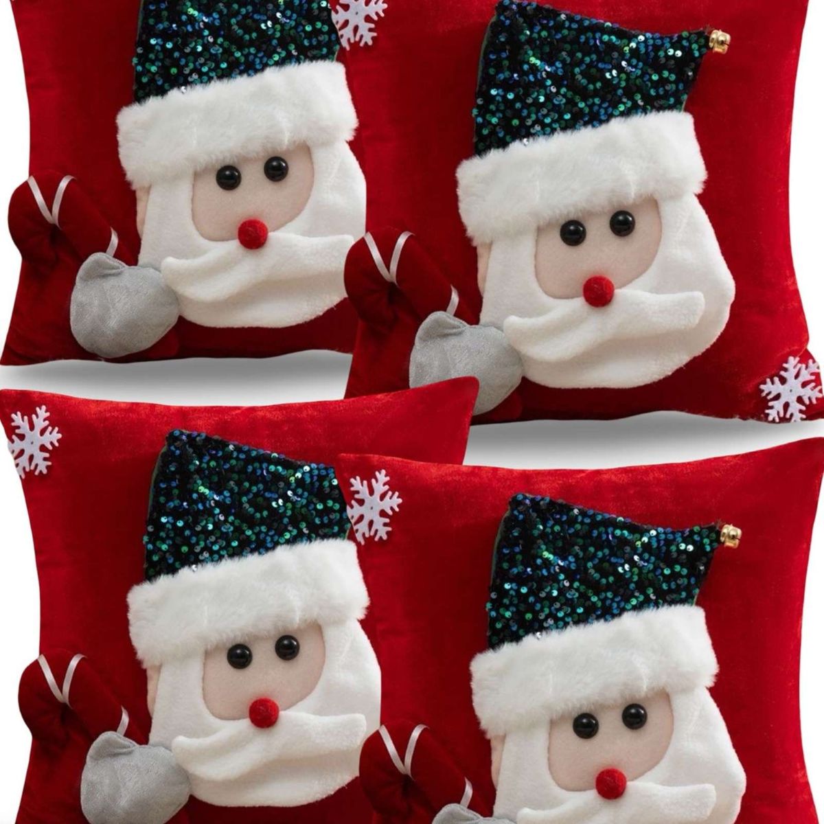 GENERICO - SET DE 4 FUNDAS DE COJIN PARA NAVIDAD 3D   B19