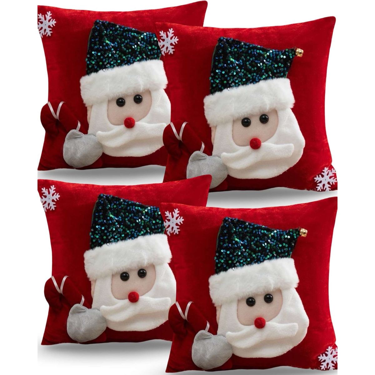 GENERICO - SET DE 4 FUNDAS DE COJIN PARA NAVIDAD 3D   B19