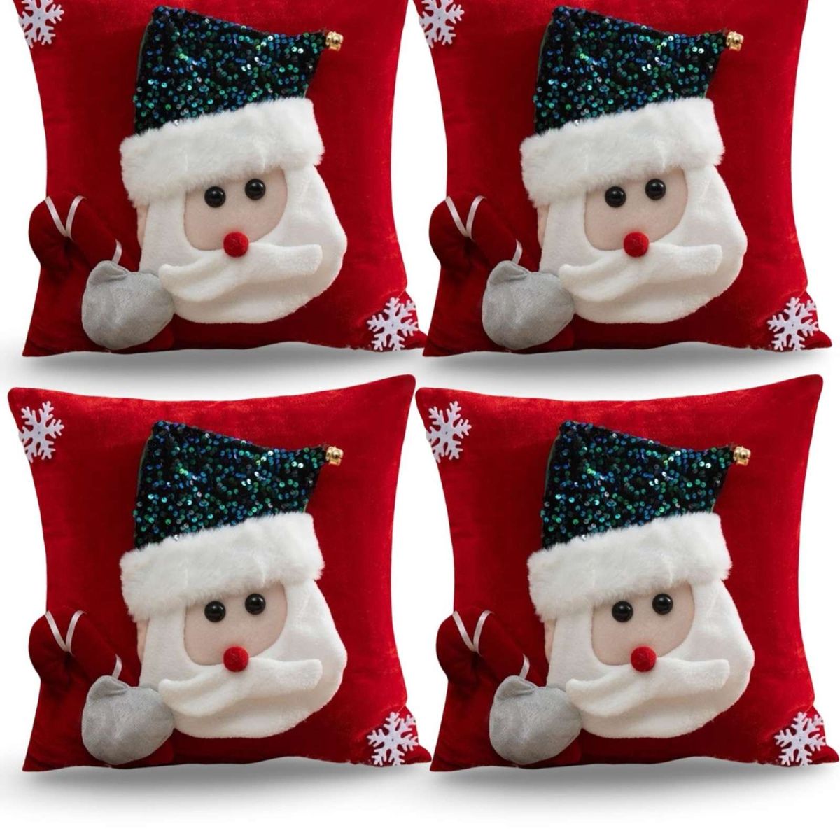 GENERICO - SET DE 4 FUNDAS DE COJIN PARA NAVIDAD 3D   B19