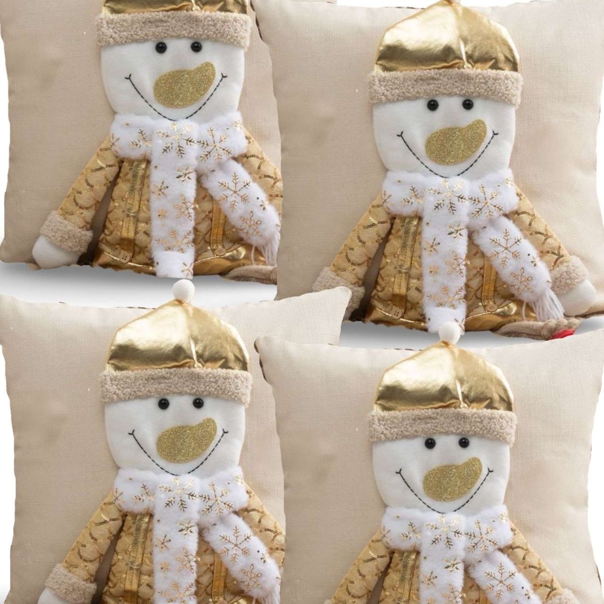 GENERICO - SET DE 4 FUNDAS DE COJIN PARA NAVIDAD 3D   B20