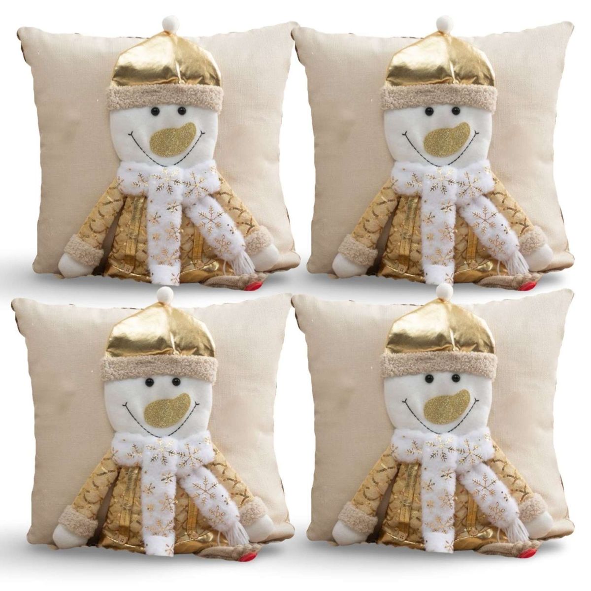 GENERICO - SET DE 4 FUNDAS DE COJIN PARA NAVIDAD 3D   B20