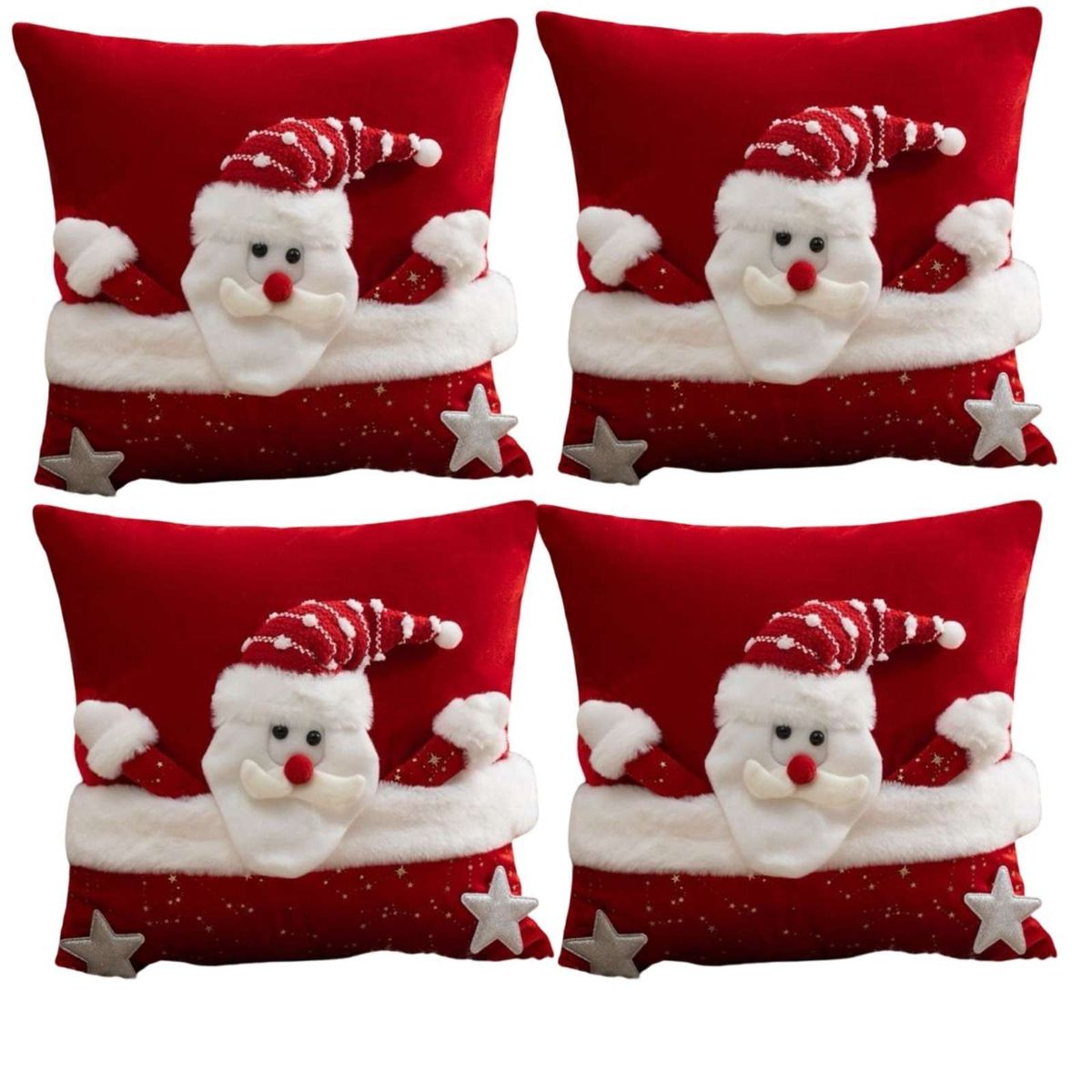 GENERICO - SET DE 4 FUNDAS DE COJIN PARA NAVIDAD 3D   B22…