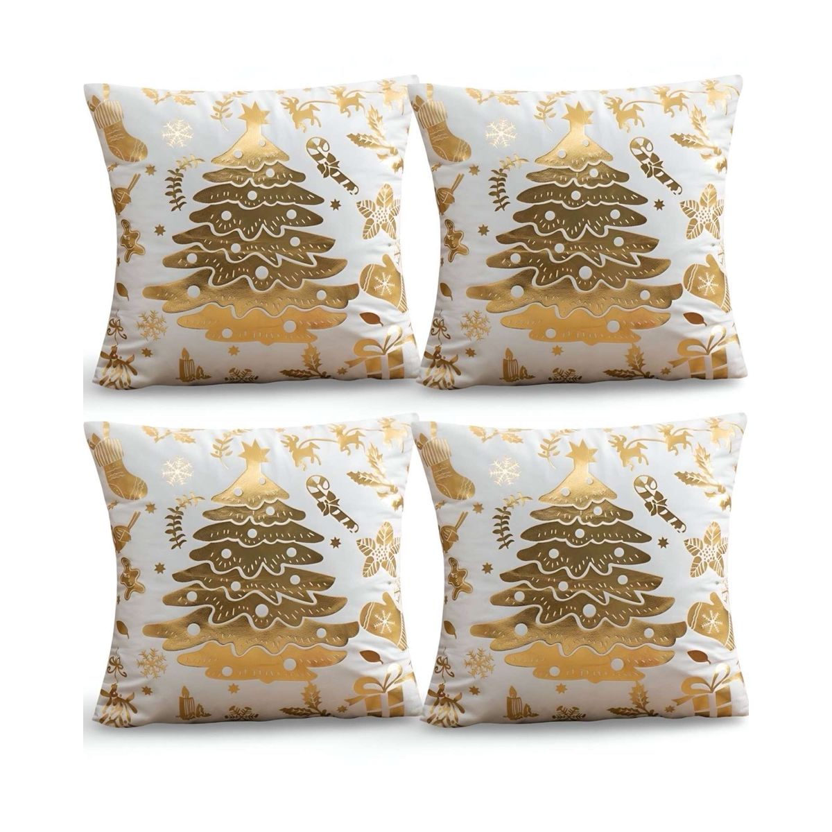 GENERICO - SET DE 4 FUNDAS DE COJIN PARA NAVIDAD M5