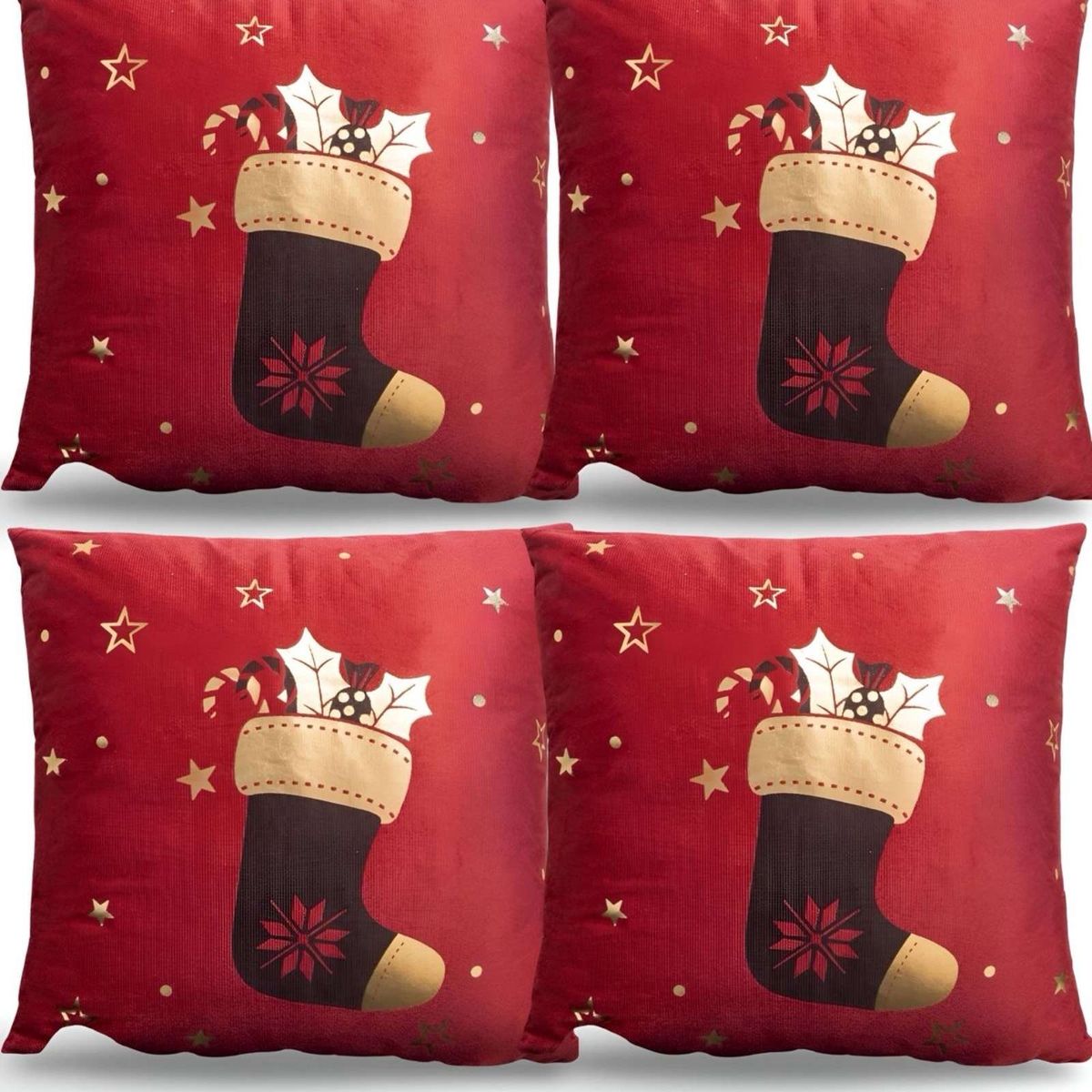 GENERICO - SET DE 4 FUNDAS DE COJIN PARA NAVIDAD M14