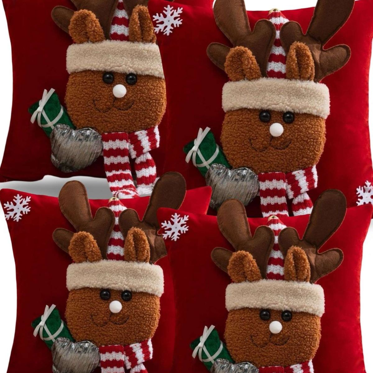 GENERICO - PACK DE 4 FUNDAS DE COJIN PARA NAVIDAD 3D   B1…