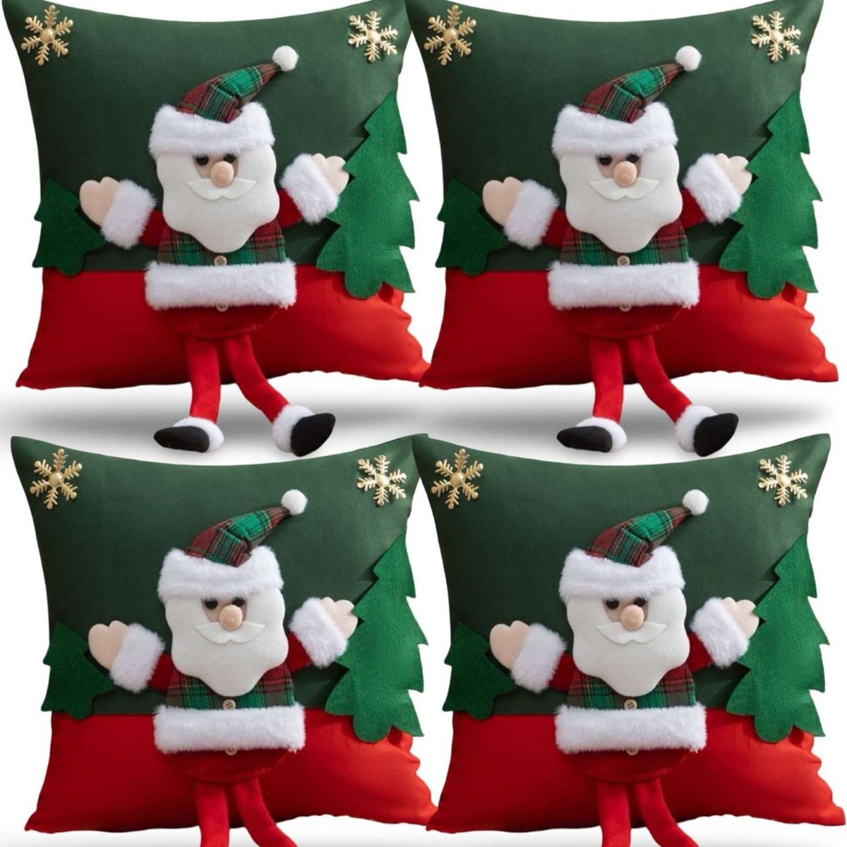 GENERICO - PACK DE 4 FUNDAS DE COJIN PARA NAVIDAD 3D   B6…