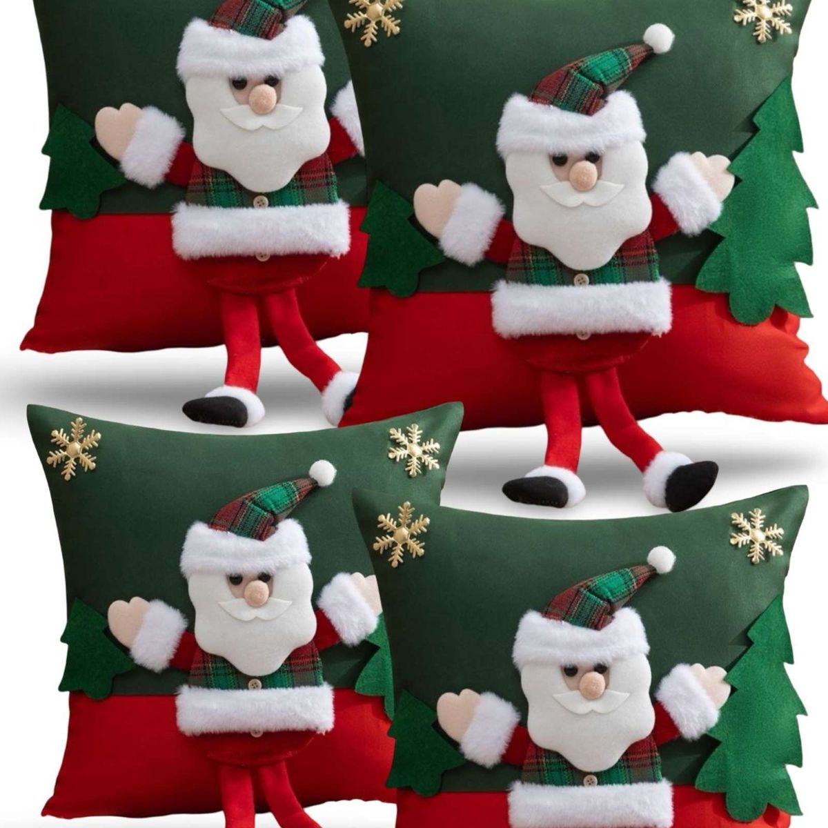 GENERICO - PACK DE 4 FUNDAS DE COJIN PARA NAVIDAD 3D   B6…