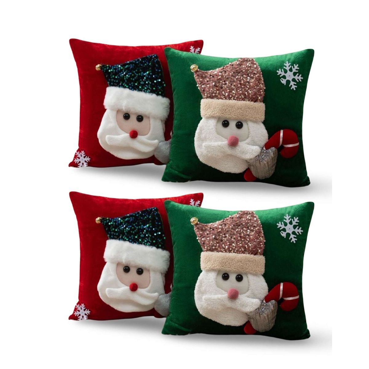 GENERICO - PACK DE 4 FUNDAS DE COJIN PARA NAVIDAD 3D   B4…