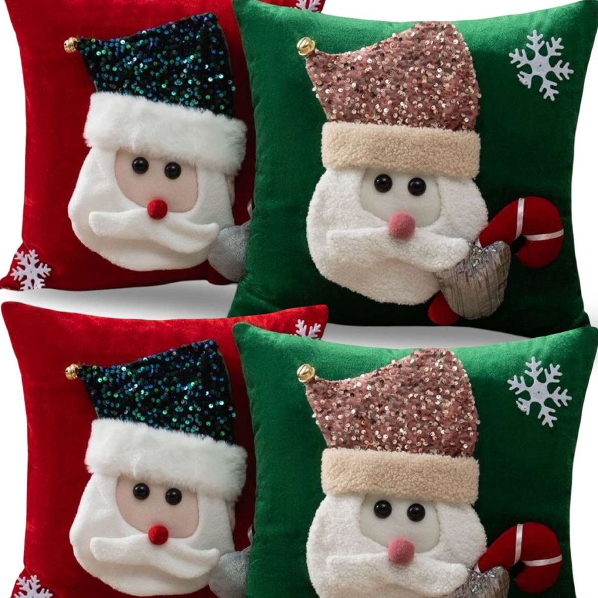 GENERICO - PACK DE 4 FUNDAS DE COJIN PARA NAVIDAD 3D   B4…