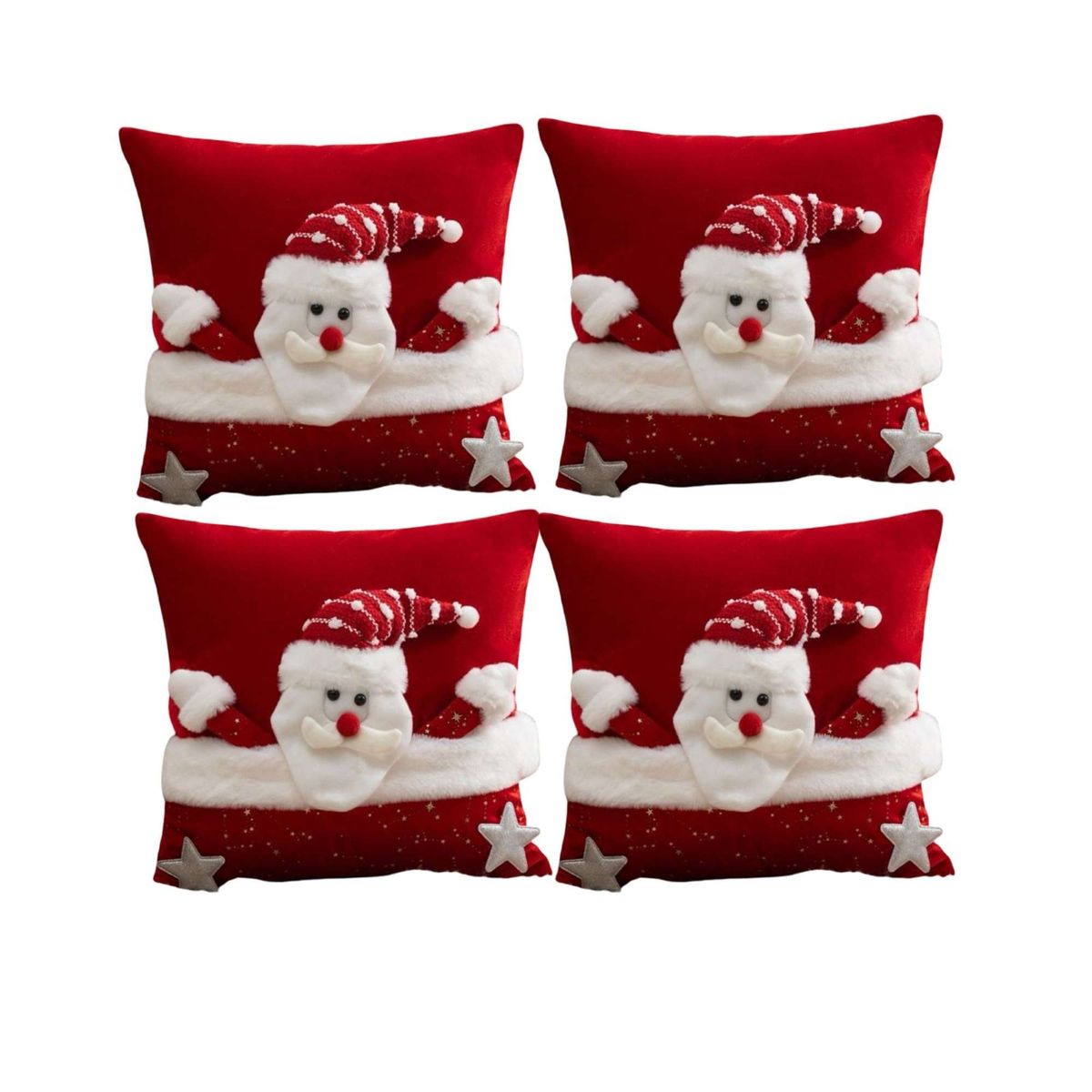 GENERICO - PACK DE 4 FUNDAS DE COJIN PARA NAVIDAD 3D   B22…