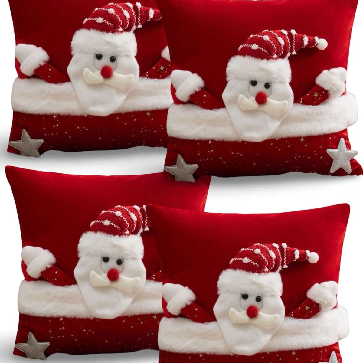 GENERICO - PACK DE 4 FUNDAS DE COJIN PARA NAVIDAD 3D   B22…