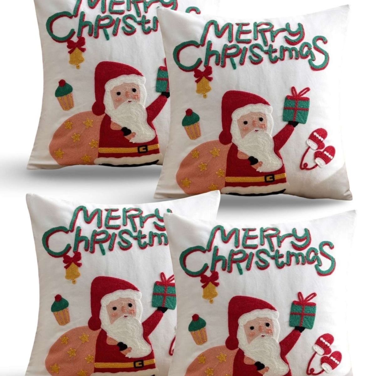 GENERICO - PACK DE 4 FUNDAS DE COJIN PARA NAVIDAD K9…