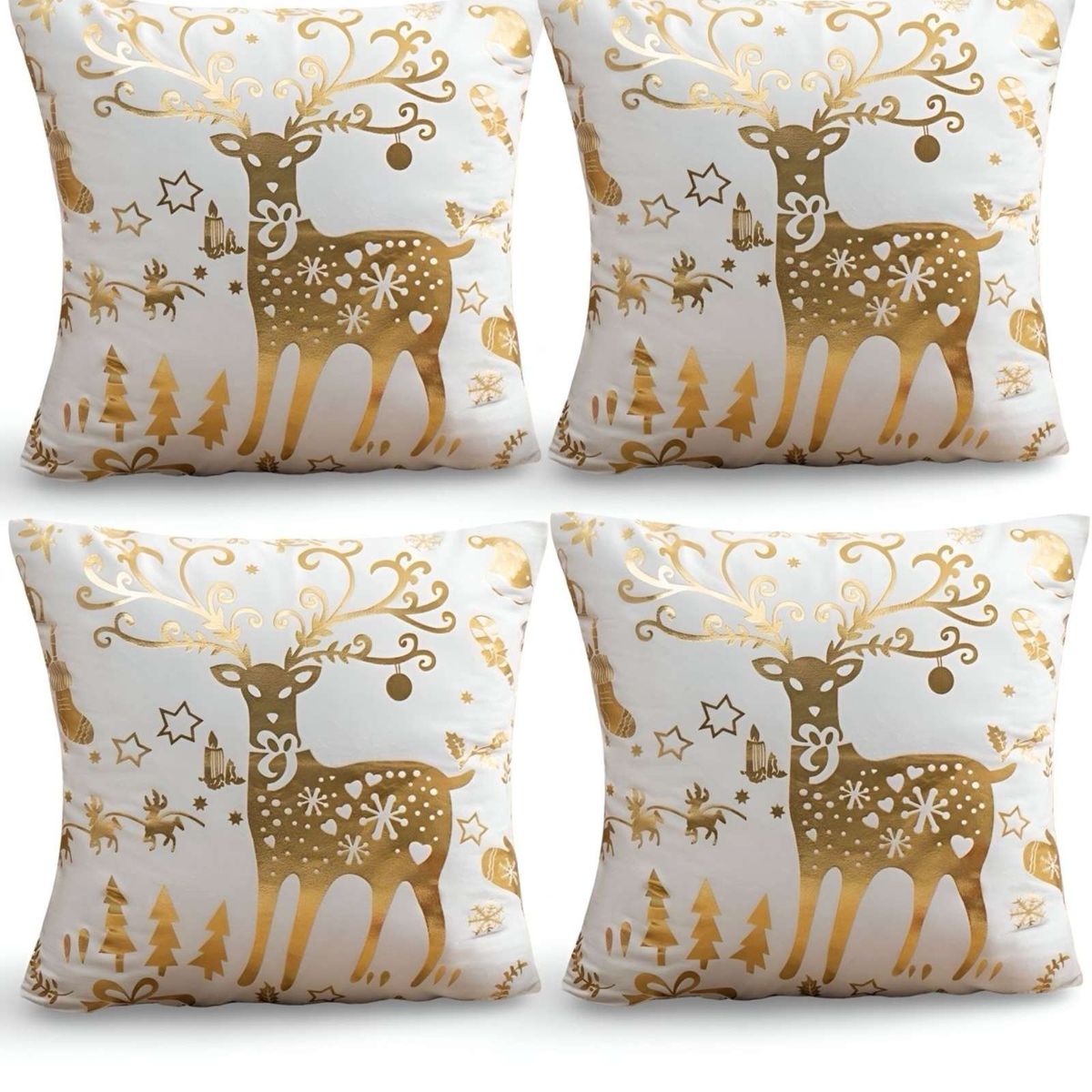 GENERICO - PACK DE 4 FUNDAS DE COJIN PARA NAVIDAD M4…