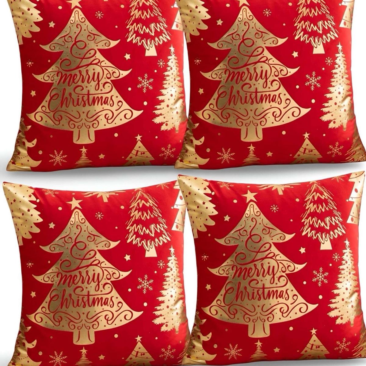 GENERICO - PACK DE 4 FUNDAS DE COJIN PARA NAVIDAD M16…