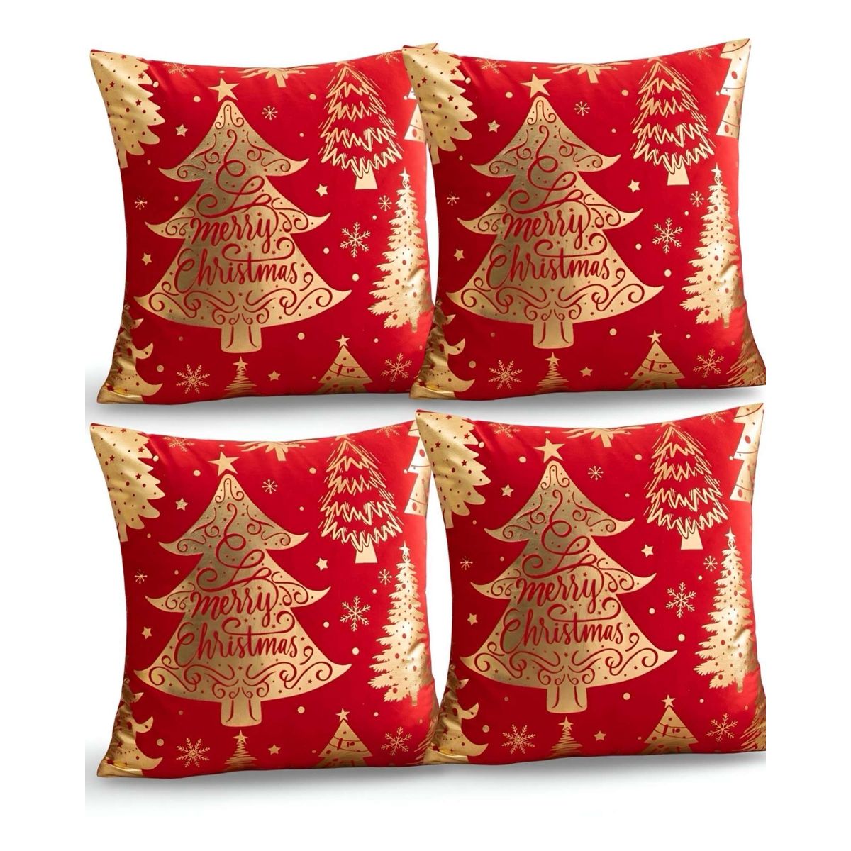 GENERICO - PACK DE 4 FUNDAS DE COJIN PARA NAVIDAD M16…