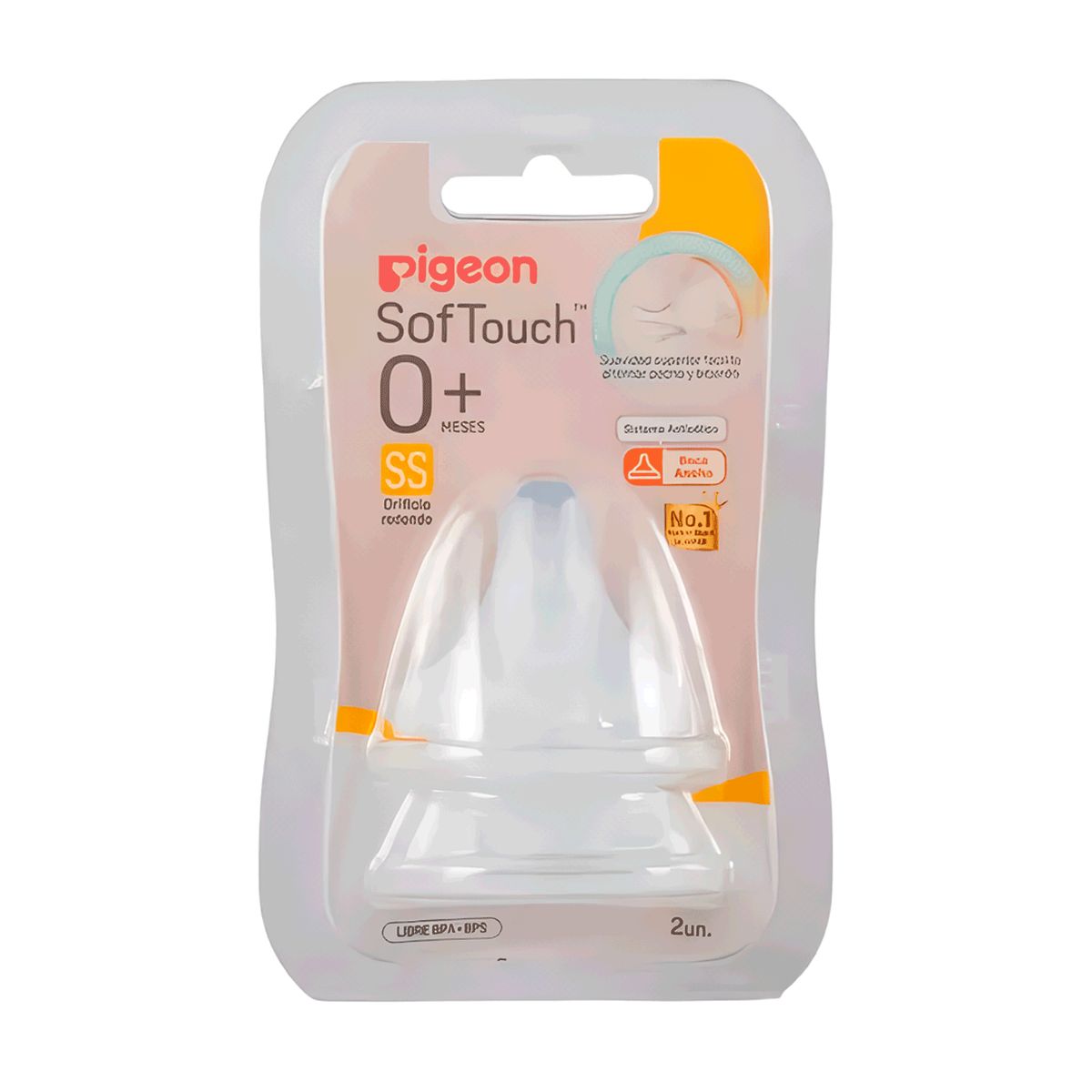 PIGEON - Tetinas Chupete Pack 2 Repuestos Boca Ancha SS 0+ Pigeon