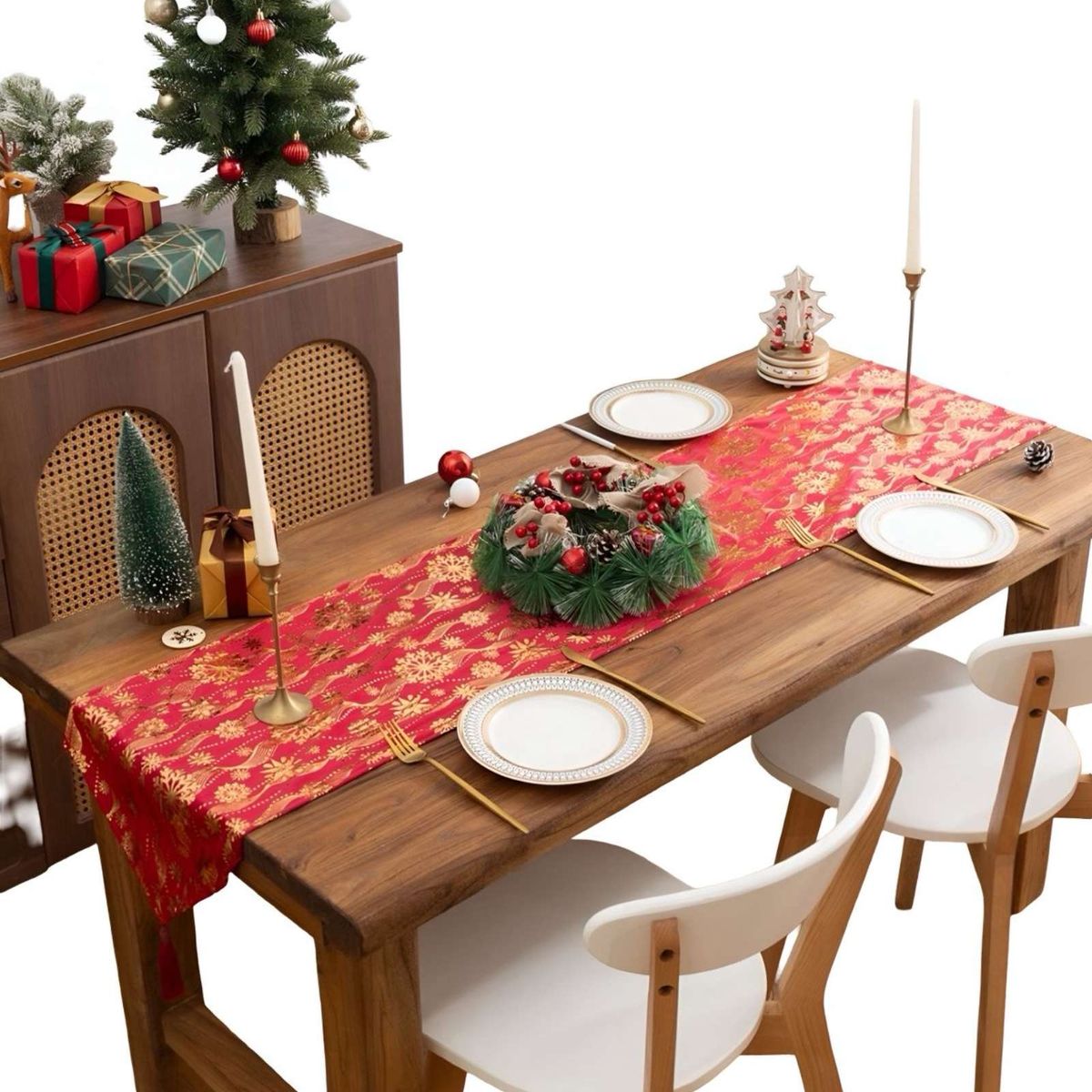 GENERICO - Mantel Camino de mesa diseño navidad terciopelo 30 x 180 cm 08