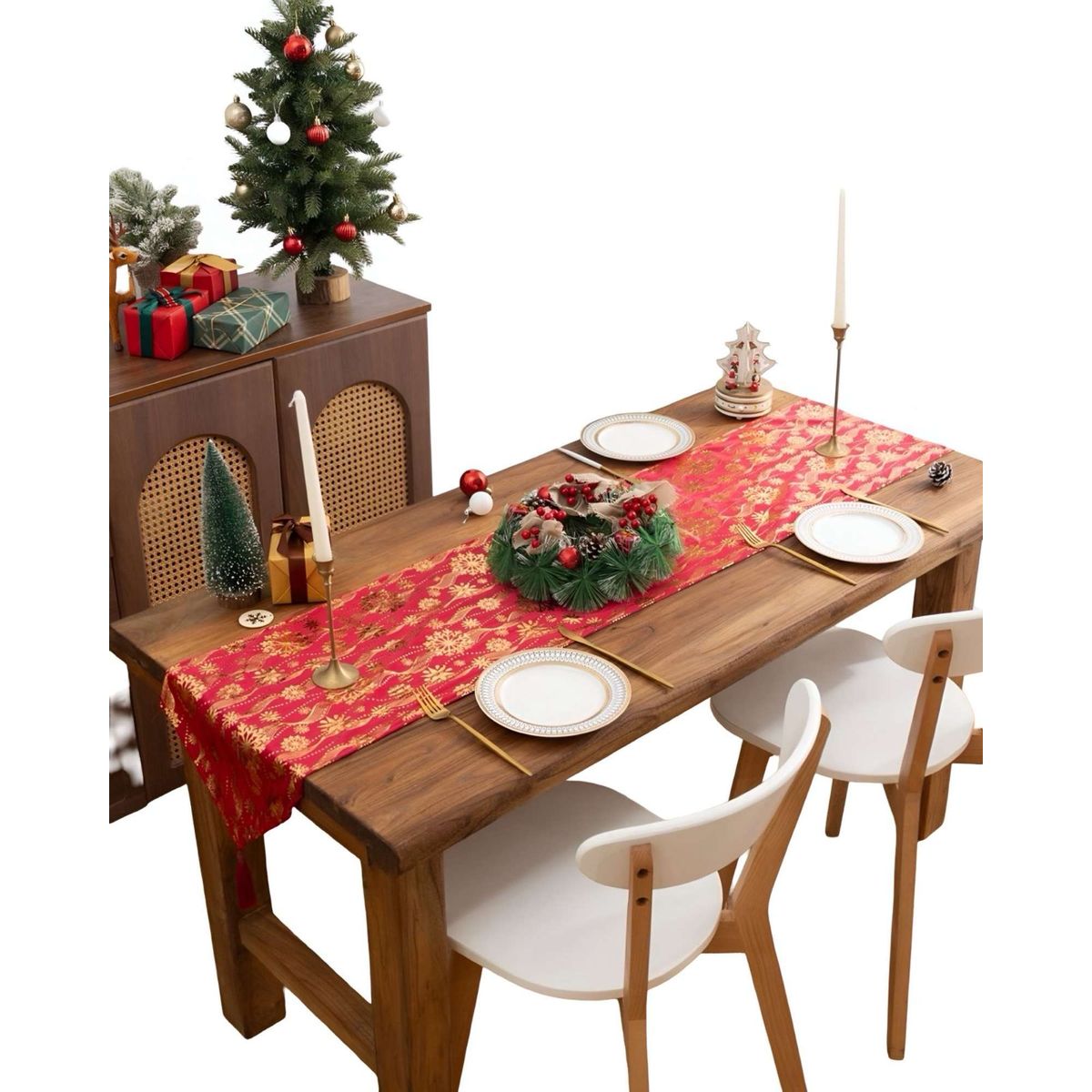 GENERICO - Mantel Camino de mesa diseño navidad terciopelo 30 x 180 cm 08