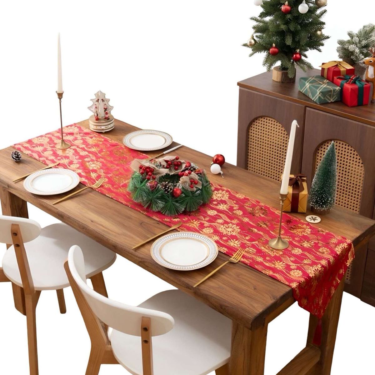 GENERICO - Mantel Camino de mesa diseño navidad terciopelo 30 x 180 cm 08