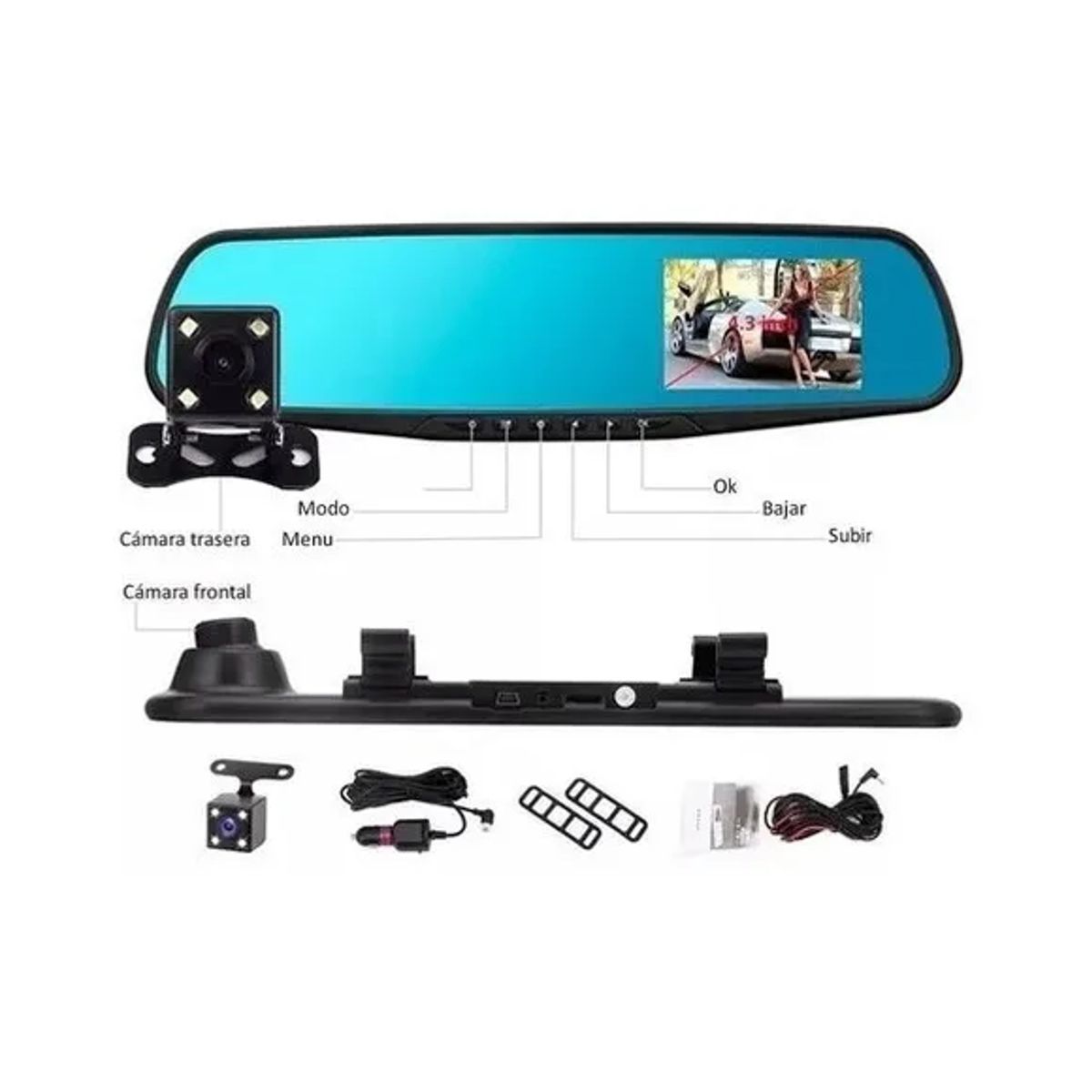 GENERICO - Espejo Carro Retrovisor Dvr Cámara De Reversa 1080hd