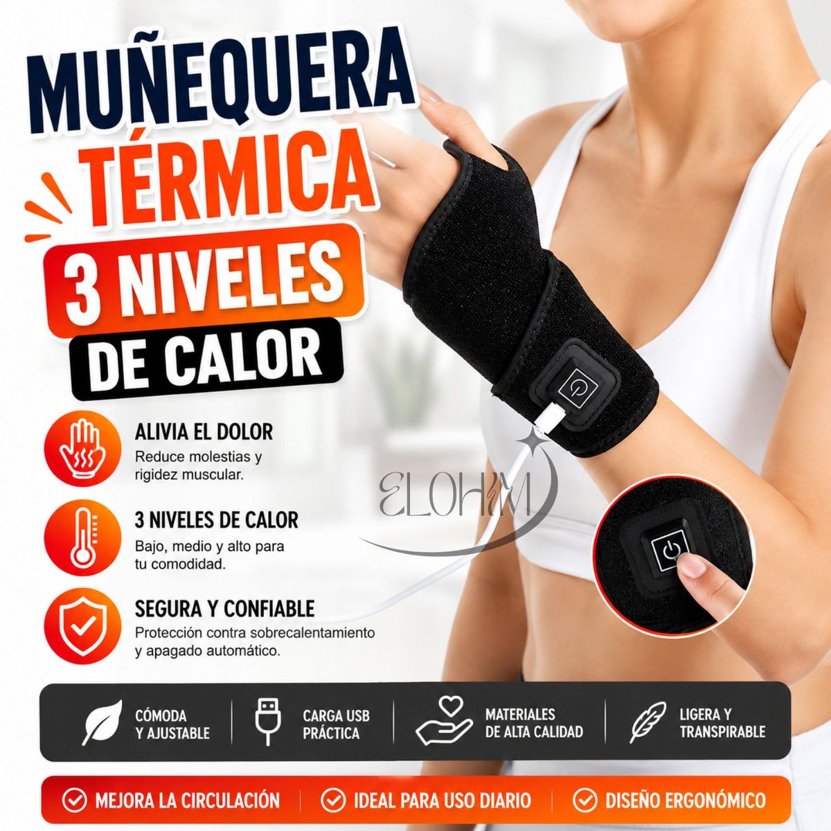 GENERICO - Muñequera Térmica 3 Niveles – Alivio Instantáneo