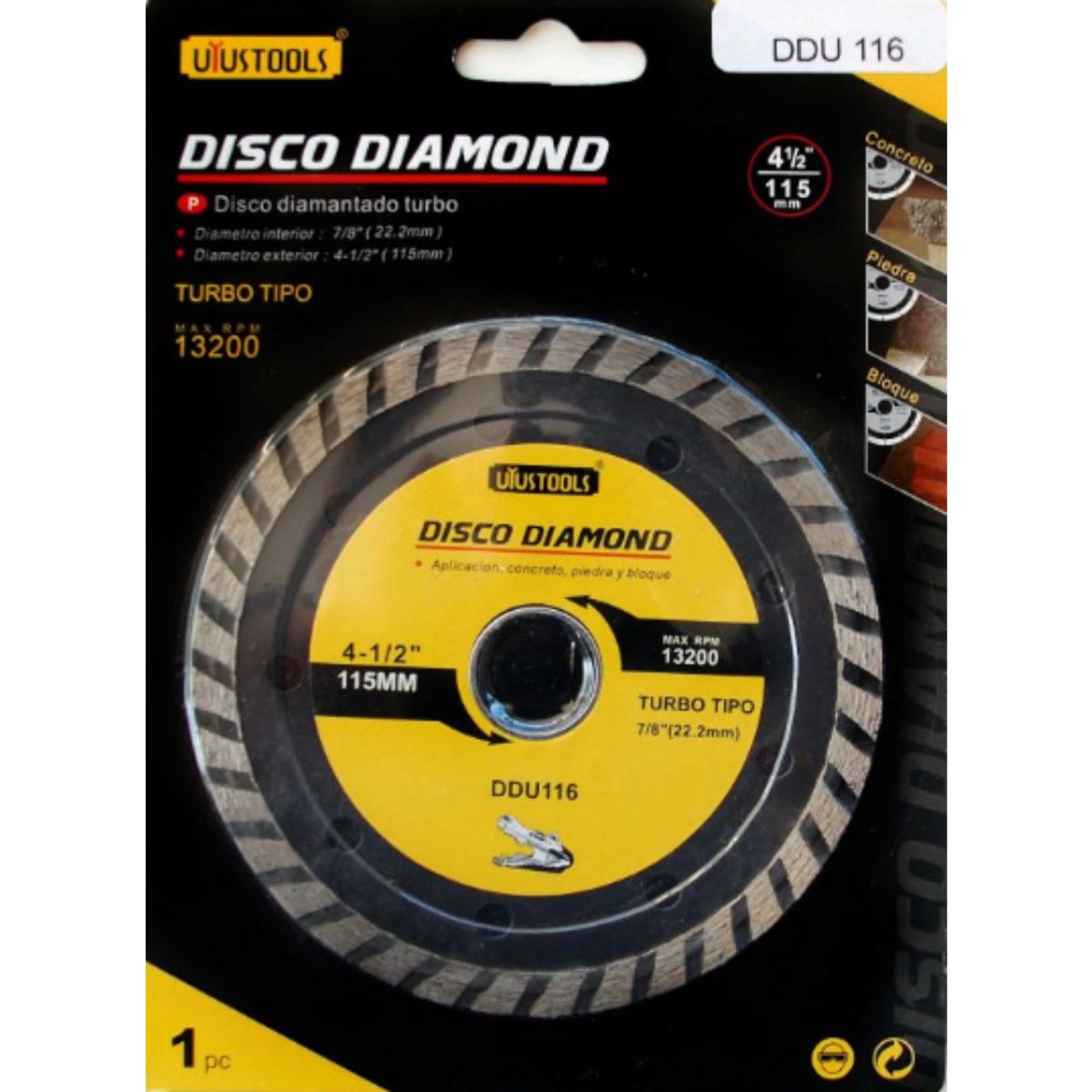 UYUSTOOL - DISCO DIAMANTADO 115MM UYUSTOOL TURBO DDU116